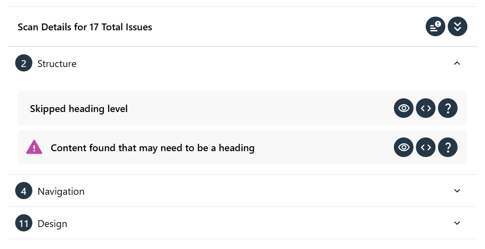 Screenshot of Insi issues detail list.