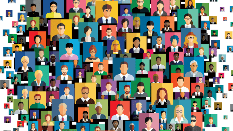 Colorful mosaic of diverse illustrated people in individual squares, representing the many different users who visit your website.